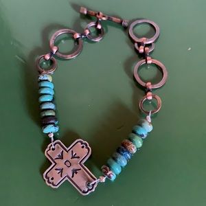 Copper bracelet w/ Turquoise & Sterling Silver